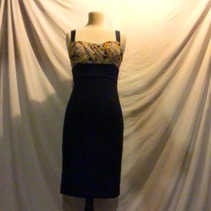Navy Dress with Floral sewed Top